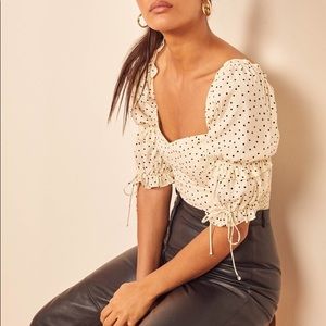 Reformation Nina Polka Dot Top
